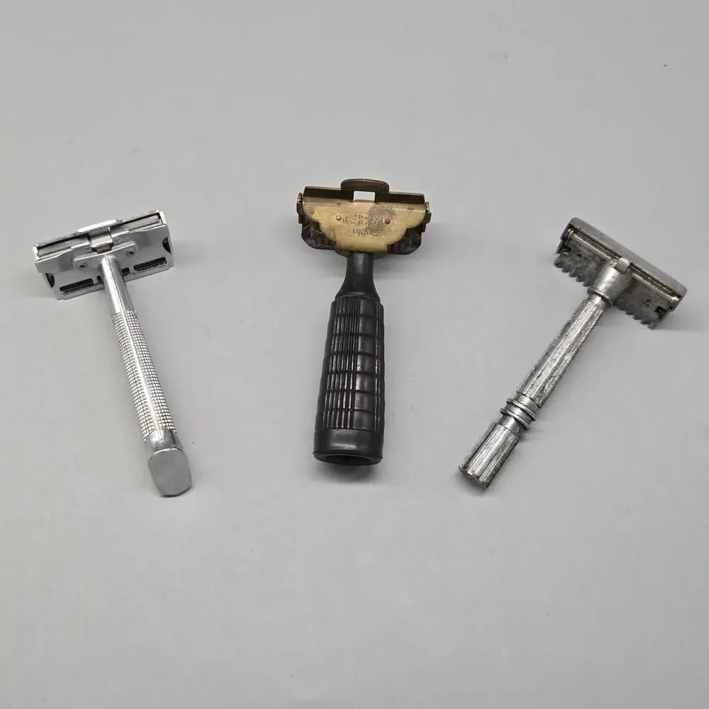 Lot Of 3 Vintage Gem Safety Razors G-Bar Micromatic & Junior